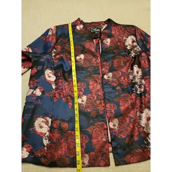 Alex Evenings Jacket 2X Pink Blue Floral Open Tapestry Romantic Elegant - Picture 12 of 14